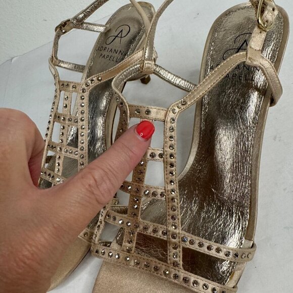 Adrianna Papell Amari Blush Rhinestone Strappy Pump Heel Satin Size 6.5M Formal - Picture 6 of 10